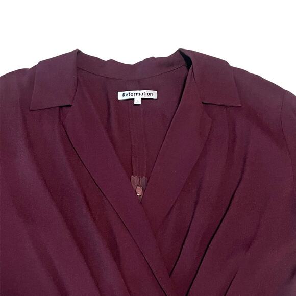 Reformation Danika Short Sleeve V-Neck Midi/Maxi Dress Prune Sz L - Picture 4 of 11